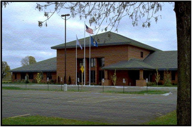 Photo of the main entrance of the JP Coughlin Center building.