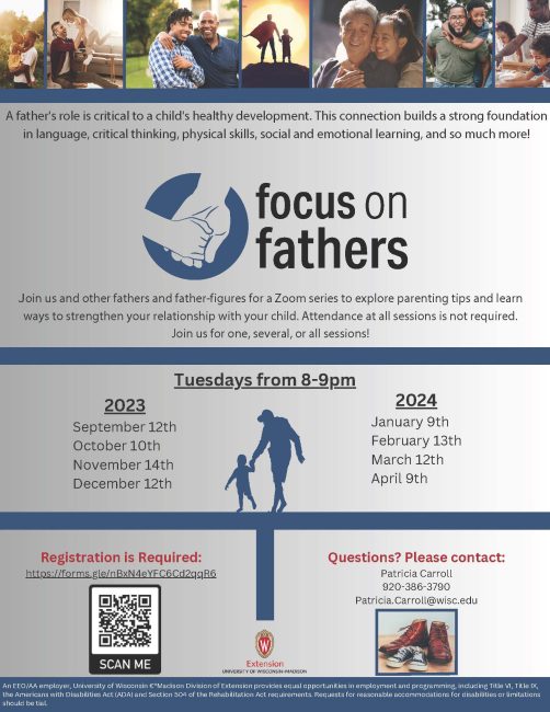 Flyer for the 2023-2024 Focus on Fathers program.