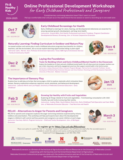 image of flyer for 2024-2025 Fit & Healthy Kids workshops