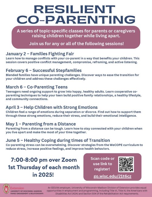 image of 2025 Resilient Co-Parenting classes flyer