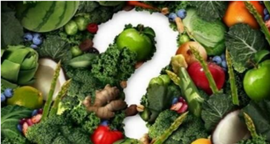 question mark void within an image of vegetables and fruits.