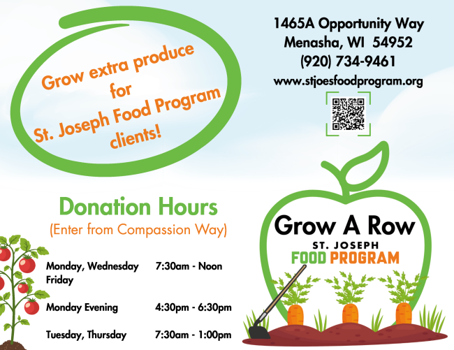 Donation Hours:
Monday, Wednesday, Friday: 7:30a - Noon
Monday Evening: 4:30-6:30pm
Tuesday, Thursday: 7:30am - 1:00pm

1465A Opportunity Way, Menasha, WI 54952

Phone Number 920-734-9461