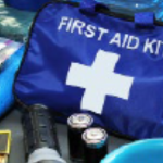 Photo of first aid kit and emergency supplies