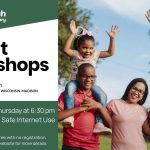 image of family with information about the 6:30pm on November 5, 2026 Parent Workshop about Safe Internet Use.